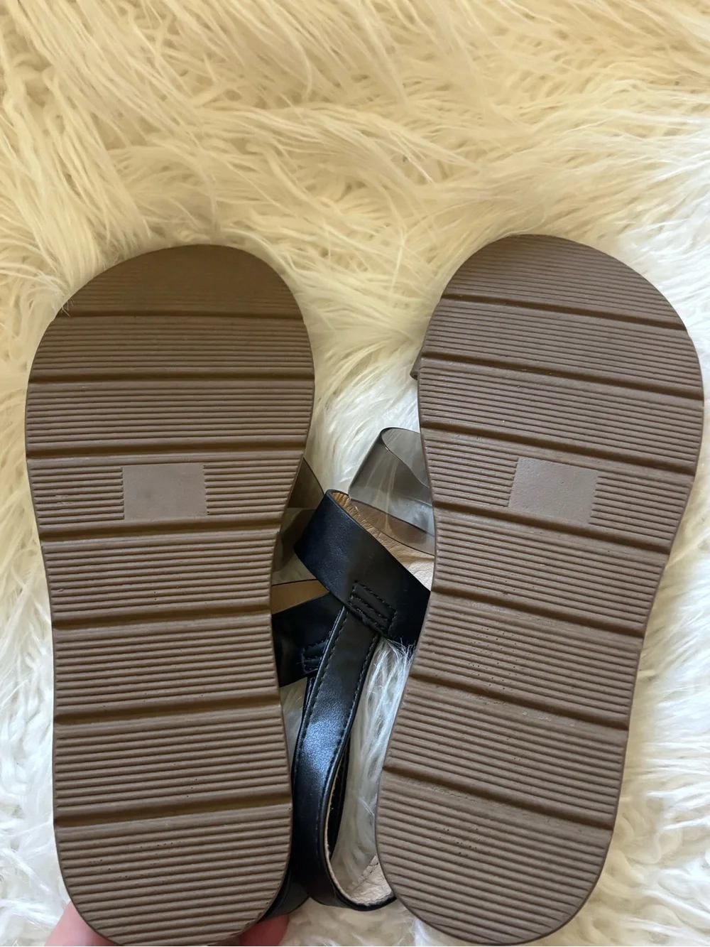 Kids Metallic Silver & Black Strappy Sandals